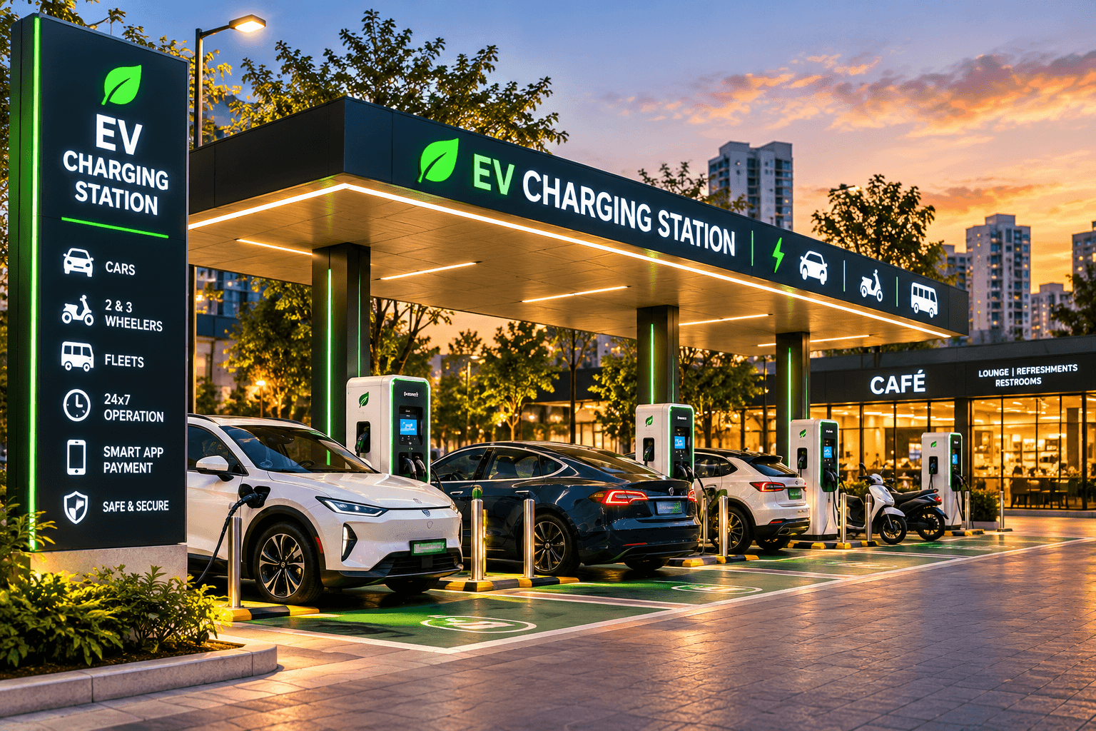 EV charging station for cars